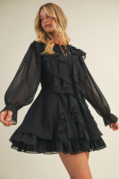 Tie Front Ruffled Dress