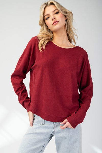 Solid Long Sleeve Sweater Top