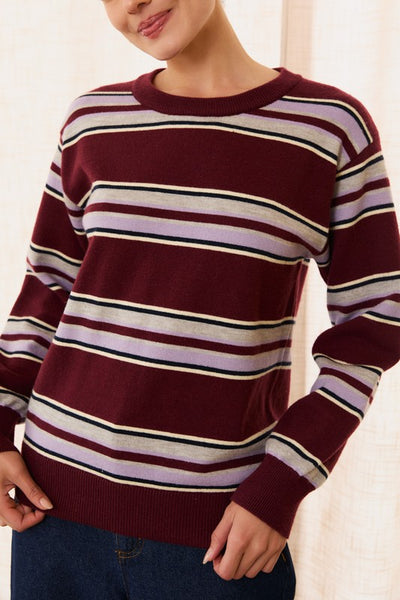 Round Neck Multi Stripe Sweater