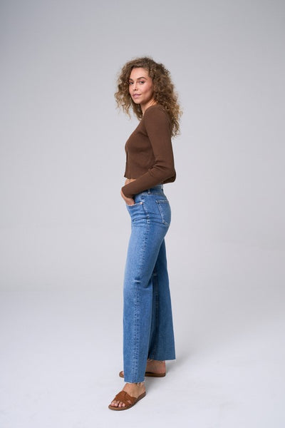 Wide Straight Scissor Hem Jeans