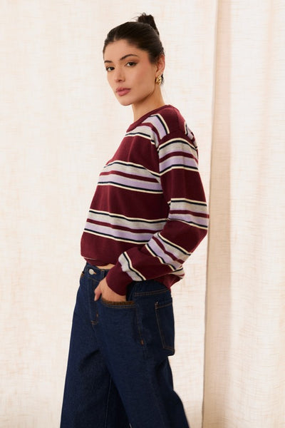 Round Neck Multi Stripe Sweater