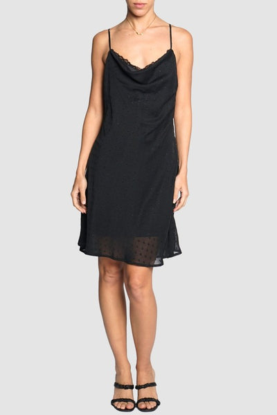 Draped Neck Bias Mini Dress