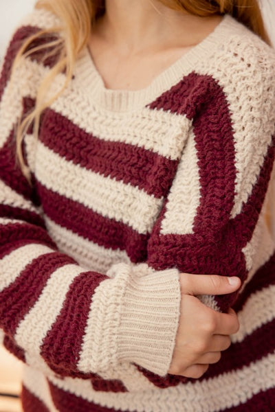 Relaxed Stripe Pullover Knit Sweater