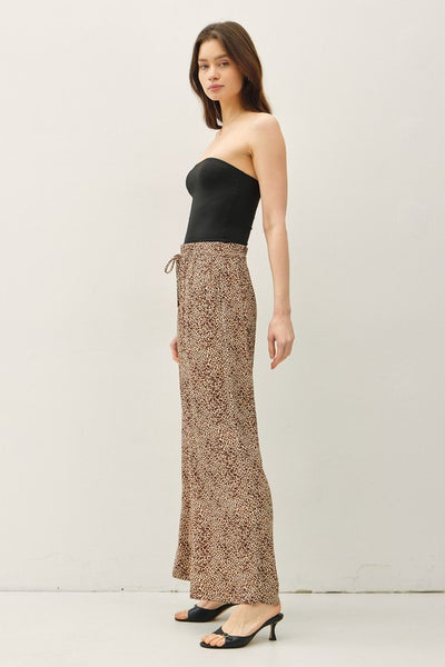 Wide Leg Pants With Leopard Printing
