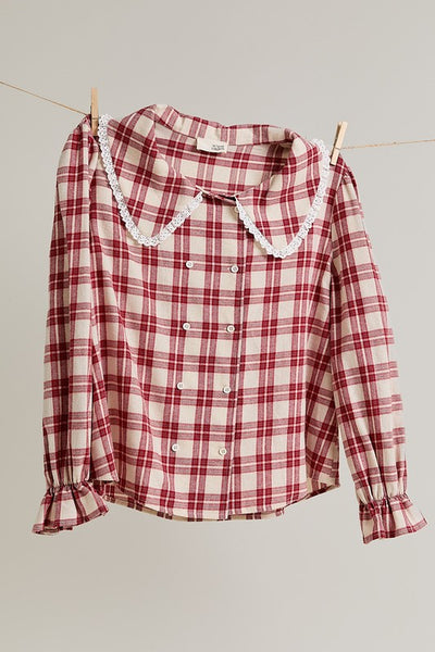 Collar Button Down Plaid Shirt