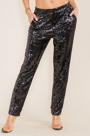 Sequin Straight Leg Pants