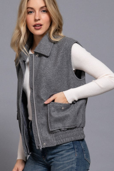 Notched Collar Soft Felt Vest