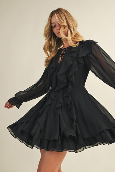 Tie Front Ruffled Dress