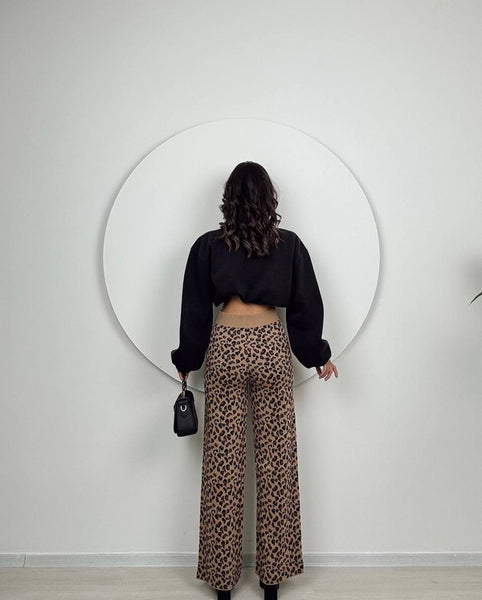 Leopard Print Wide Pants