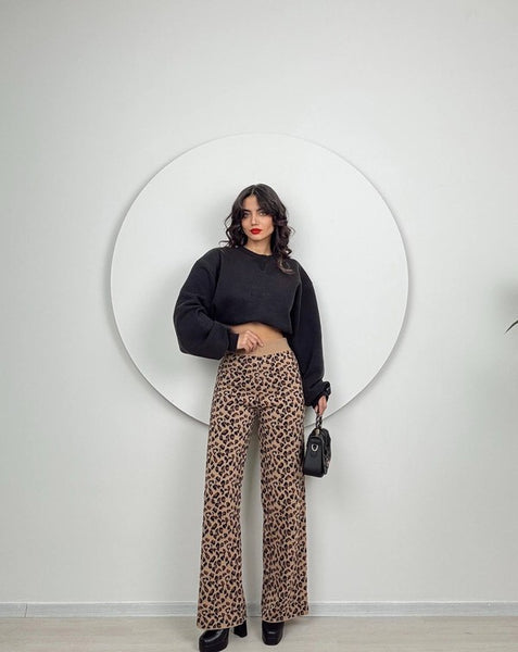 Leopard Print Wide Pants