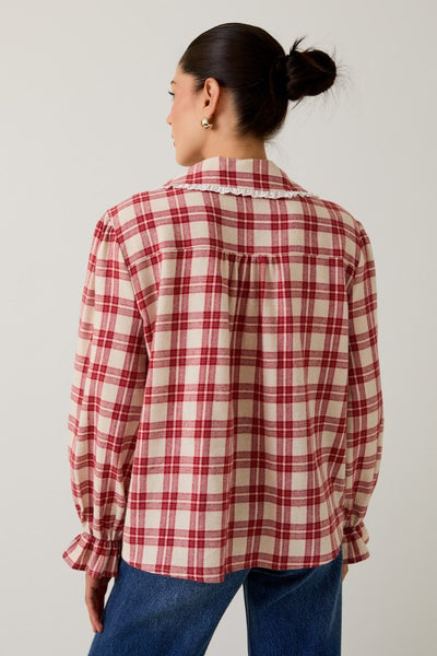 Collar Button Down Plaid Shirt