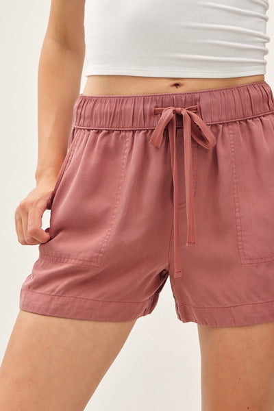 High Rise Drawstring Tencel Shorts