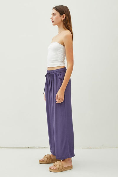 Drawstring Wide Leg Crop Pants