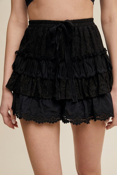 Lace Ruffled Shorts