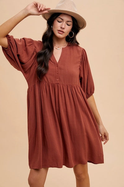 Dolman Sleeve Babydoll Mini Dress