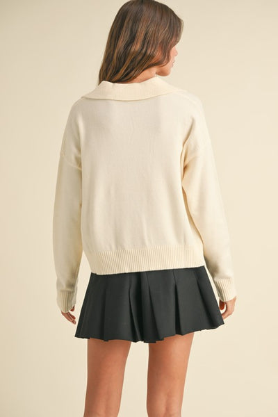 Soft Sweater Knitted Top With Collar