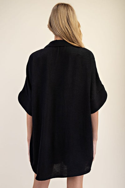 Short Sleeve Button Down Blouse Top