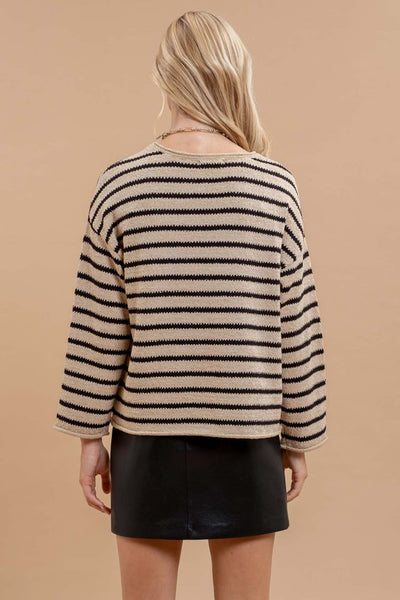 Stripe Boat Neck Knit Sweater