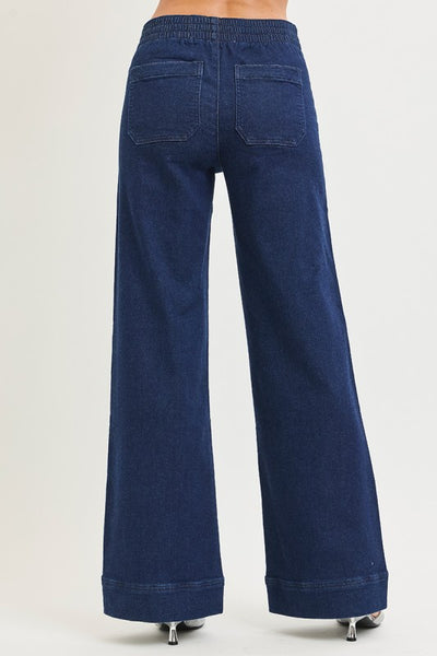 Elastic Patch Pocket Jeans
