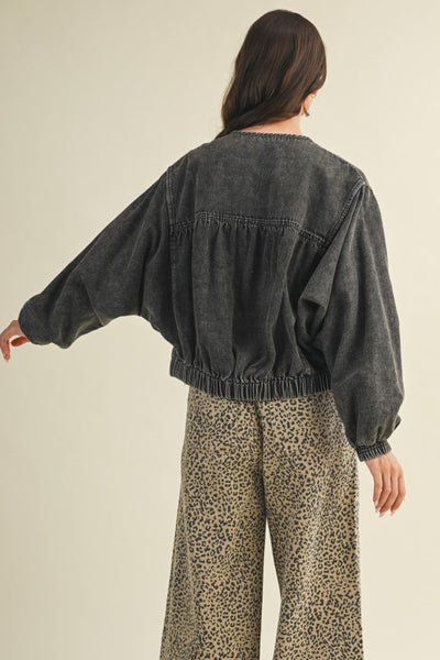 Batwing Sleeve Denim Jacket
