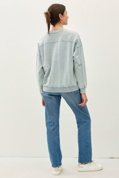 Cropped Acid Wash Crew Neck