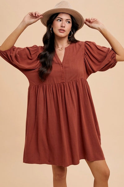 Dolman Sleeve Babydoll Mini Dress