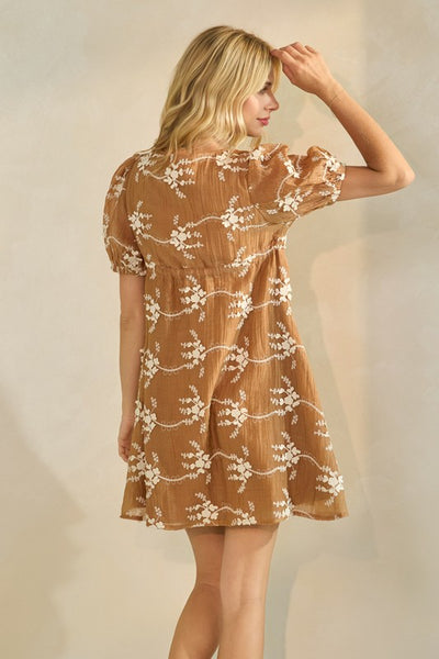 Lace Sleeve Ditsy Floral Dress