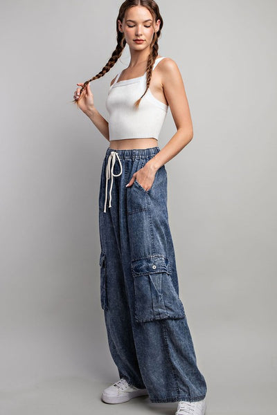 Cargo Denim Wide Pants