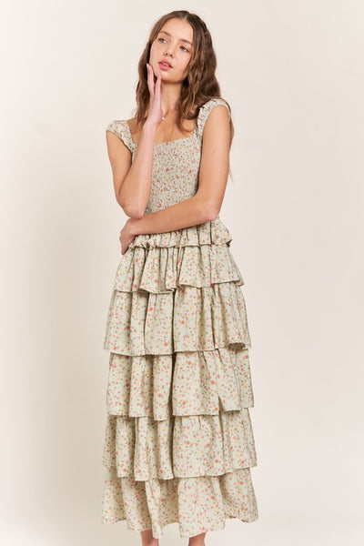 Tiered Ruffle Midi Dress