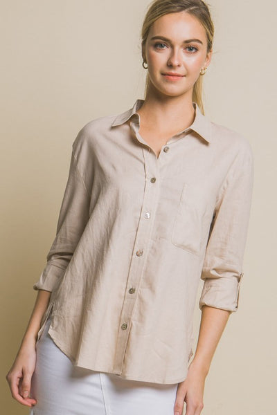 Linen Solid Fit Button Down Shirt