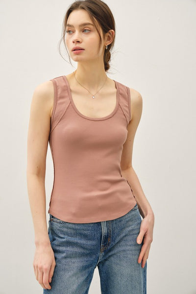 Ribbed Raw Seam Tank