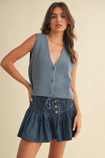 Button Front Sweater Vest