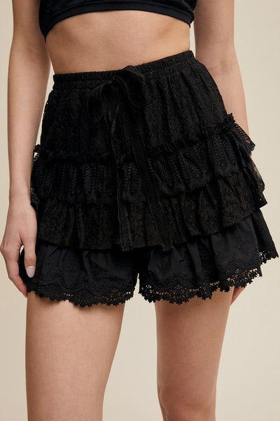 Lace Ruffled Shorts