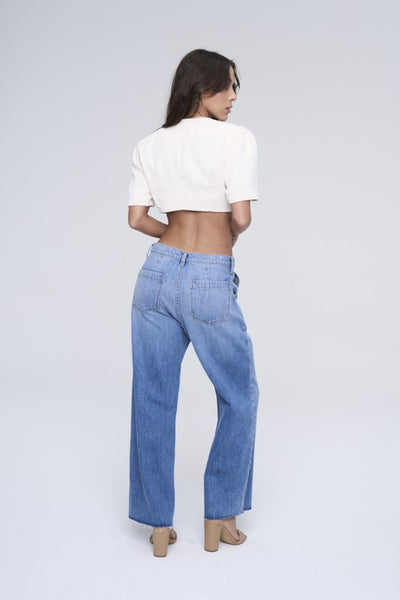 Five Button High Rise Wide Leg Jeans