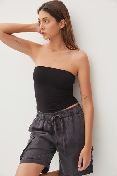 Tencel Drawstring Cargo Bermuda Shorts