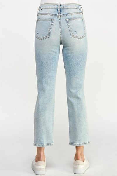 Mid Rise Ultra Stretch Crop Straight Jeans