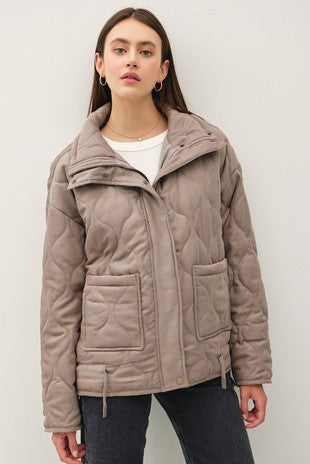 Funnel Neck Quilted Puffer Jacket