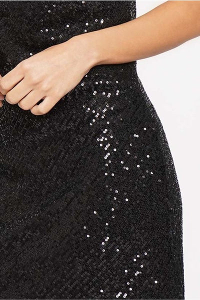 Sequin Draped Neck Mini Dress