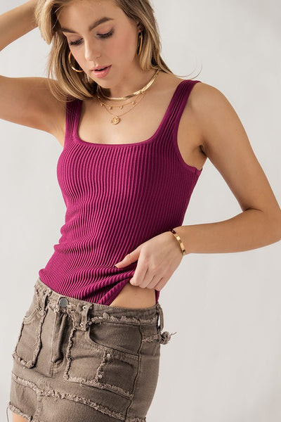 Sculpt Knit Square Neck Sleeveless Bodysuit (5 colours)