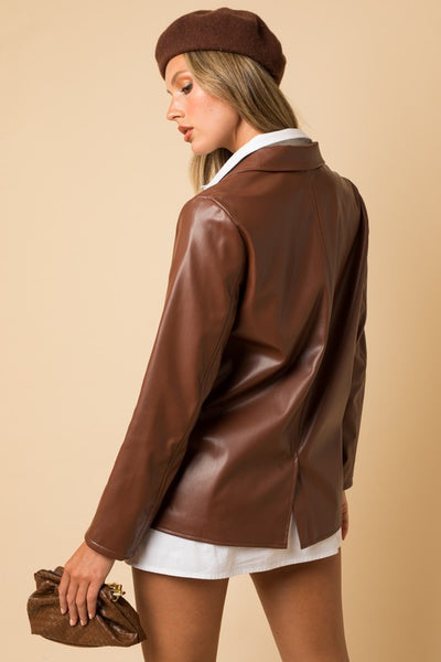 Faux Leather Dad Blazer