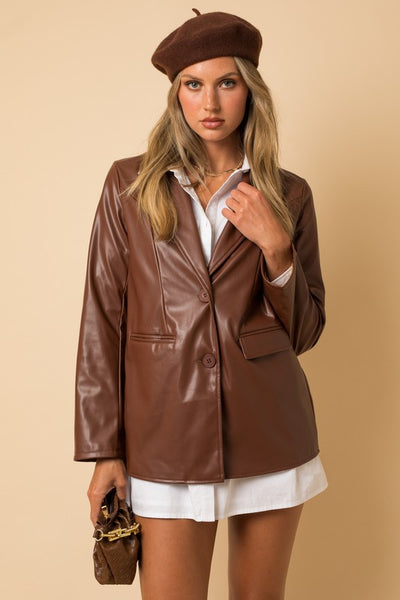 Faux Leather Dad Blazer