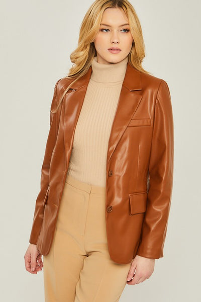 Faux Leather PU Blazer