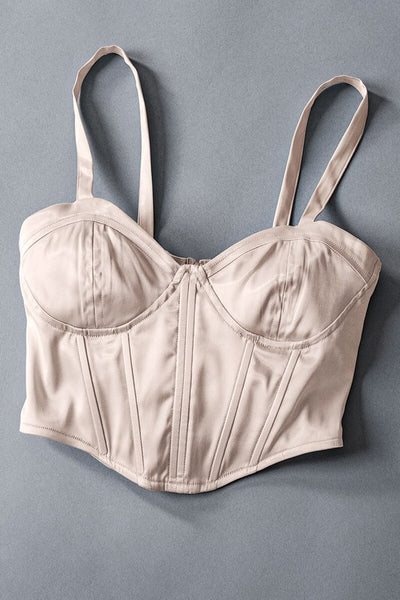 Classy Satin Back Zip Up Corset Tube Top
