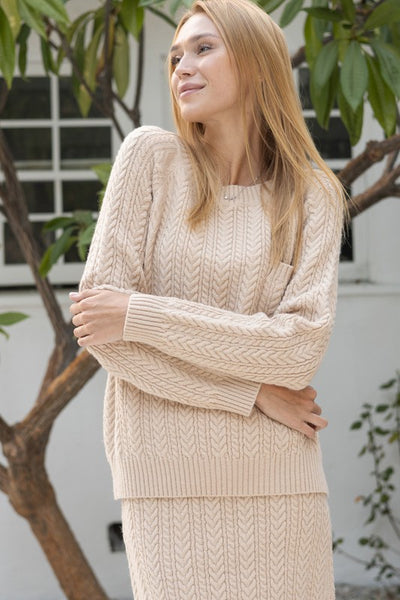 Cable Knit Sweater and Skirt Set