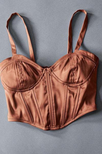 Classy Satin Back Zip Up Corset Tube Top
