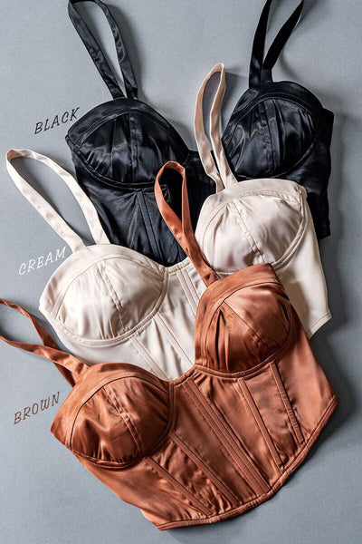 Classy Satin Back Zip Up Corset Tube Top