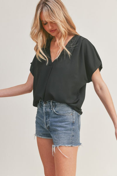 V Neck Short Sleeve Top