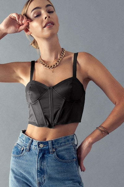 Classy Satin Back Zip Up Corset Tube Top