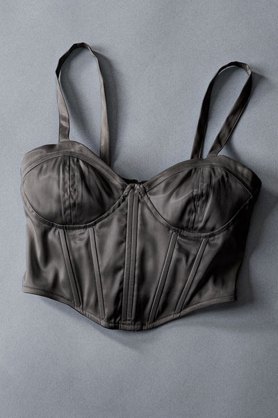 Classy Satin Back Zip Up Corset Tube Top