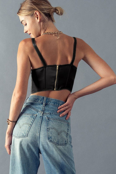 Classy Satin Back Zip Up Corset Tube Top
